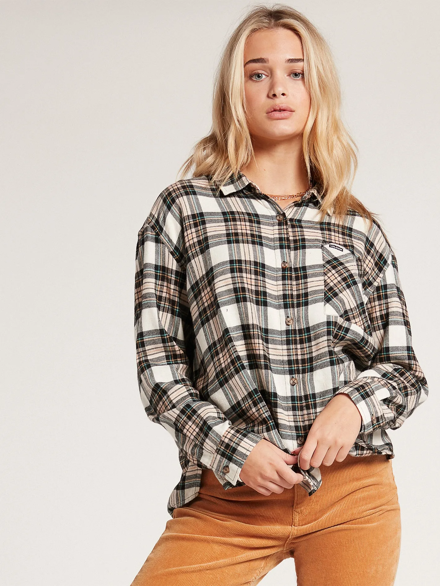 Plaid to Meet U Long Sleeve Flannel - Mushroom sold by Volcom product image thumbnail 2