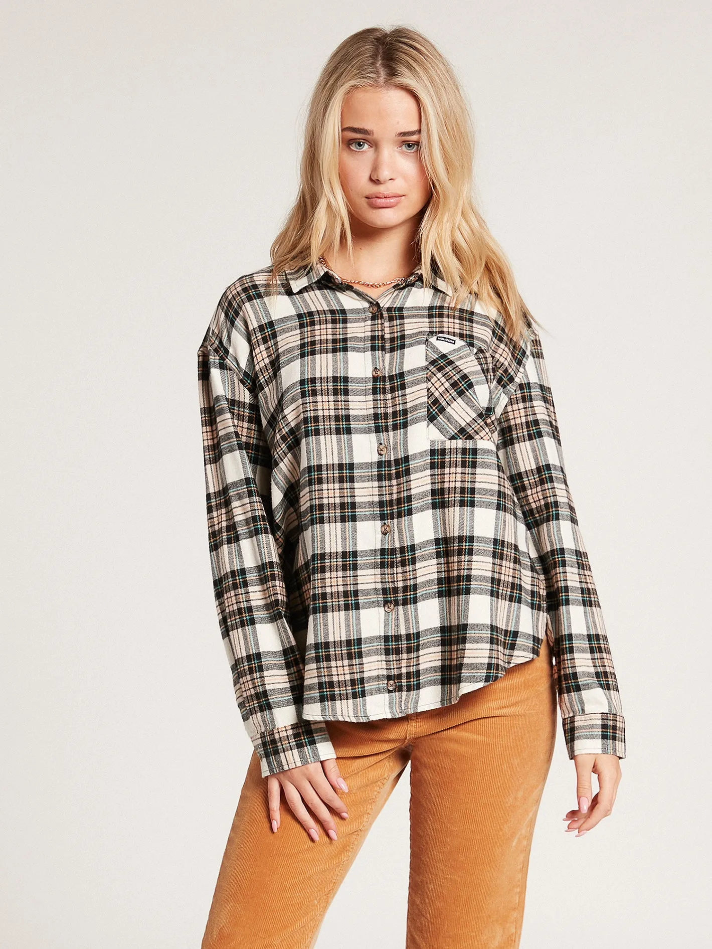 Plaid to Meet U Long Sleeve Flannel - Mushroom sold by Volcom product image thumbnail 3
