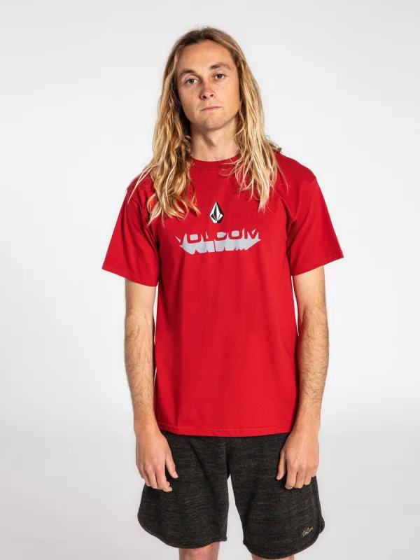 Shadow Stone Short Sleeve Tee - Ribbon Red sold by Volcom