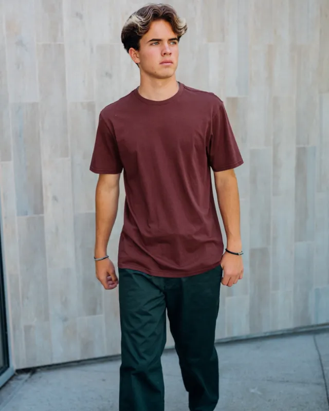 Solid Short Sleeve Tee - Merlot sold by Volcom