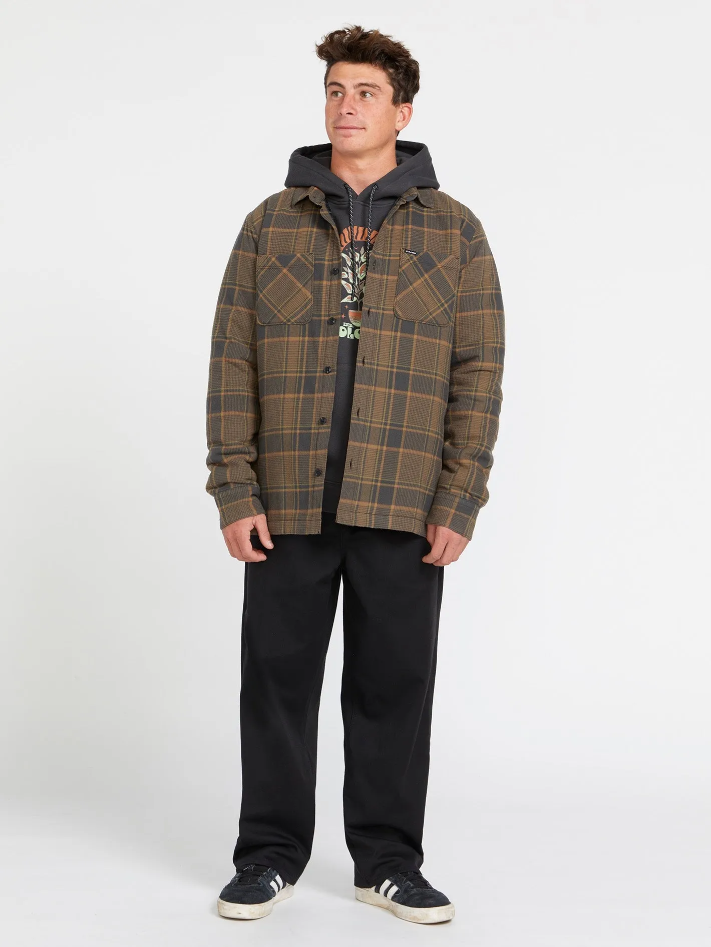 Brickstone Lined Flannel Long Sleeve Shirt - Mud sold by Volcom product image thumbnail 4