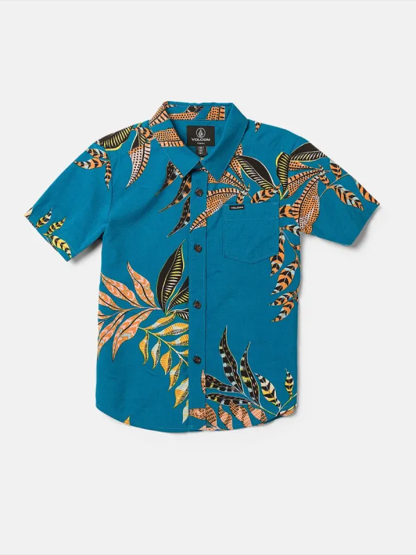 Little Boys Paradiso Floral Short Sleeve Shirt - Ocean Teal sold by Volcom