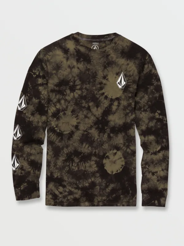 Iconic Stone Dye Long Sleeve Tee - Military sold by Volcom