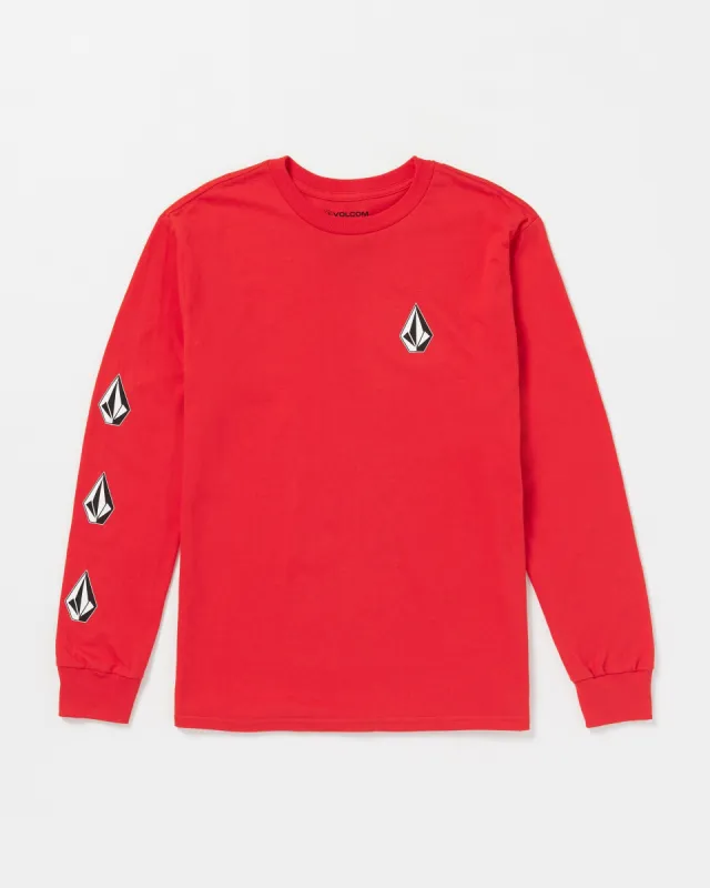 Iconic Stone Long Sleeve Tee - Ribbon Red sold by Volcom