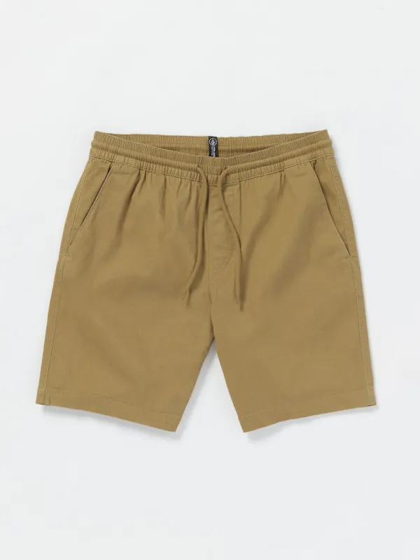 Road Trip Elastic Waist Stretch Shorts - Dark Khaki sold by Volcom