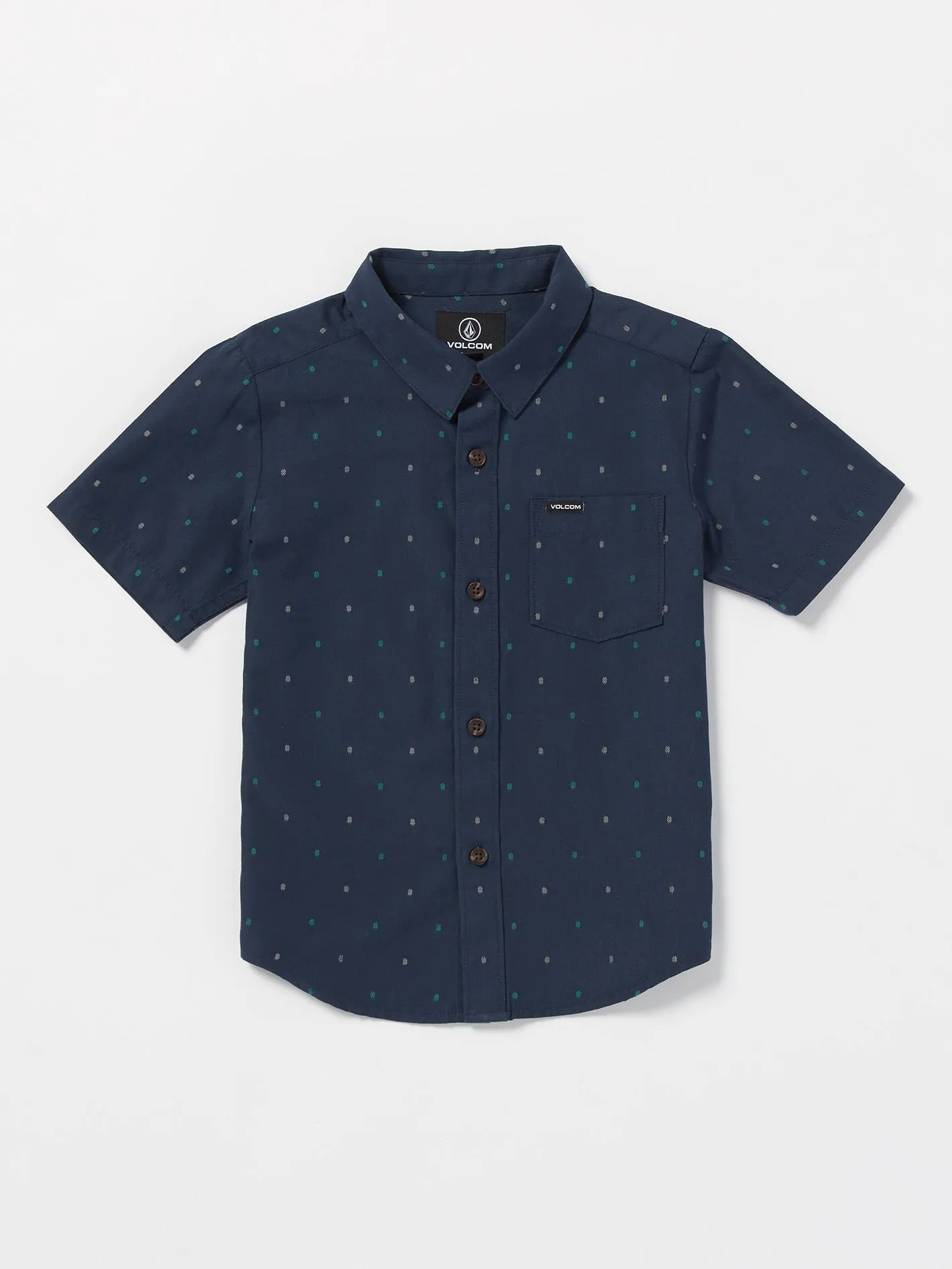 Little Boys Hone Stone Woven Short Sleeve Shirt - Navy sold by Volcom