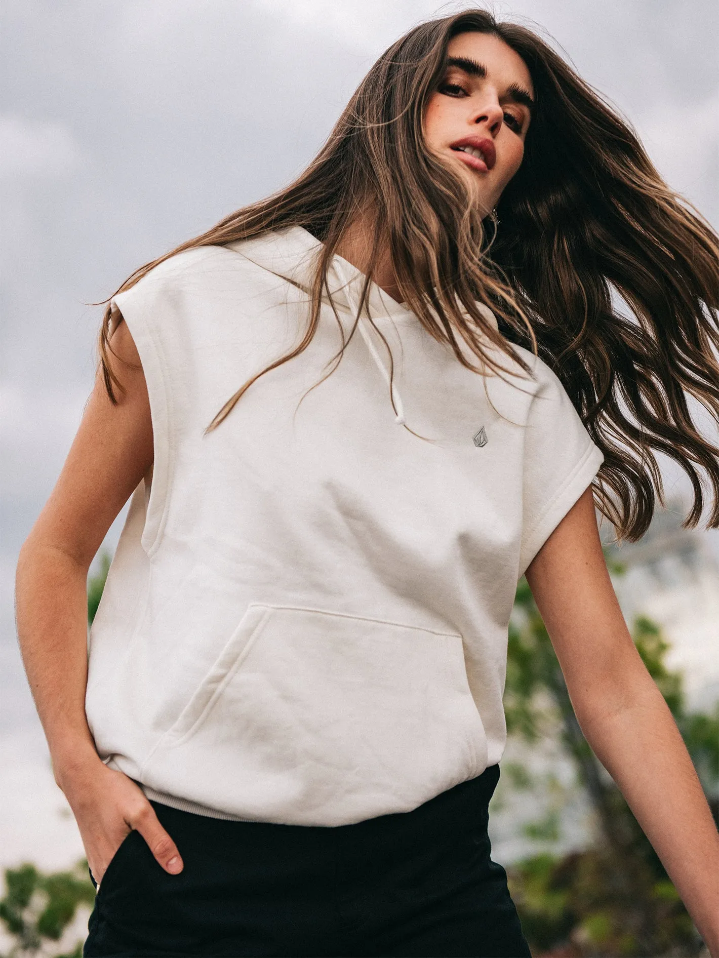 Sleeveless Hoodie - Star White sold by Volcom