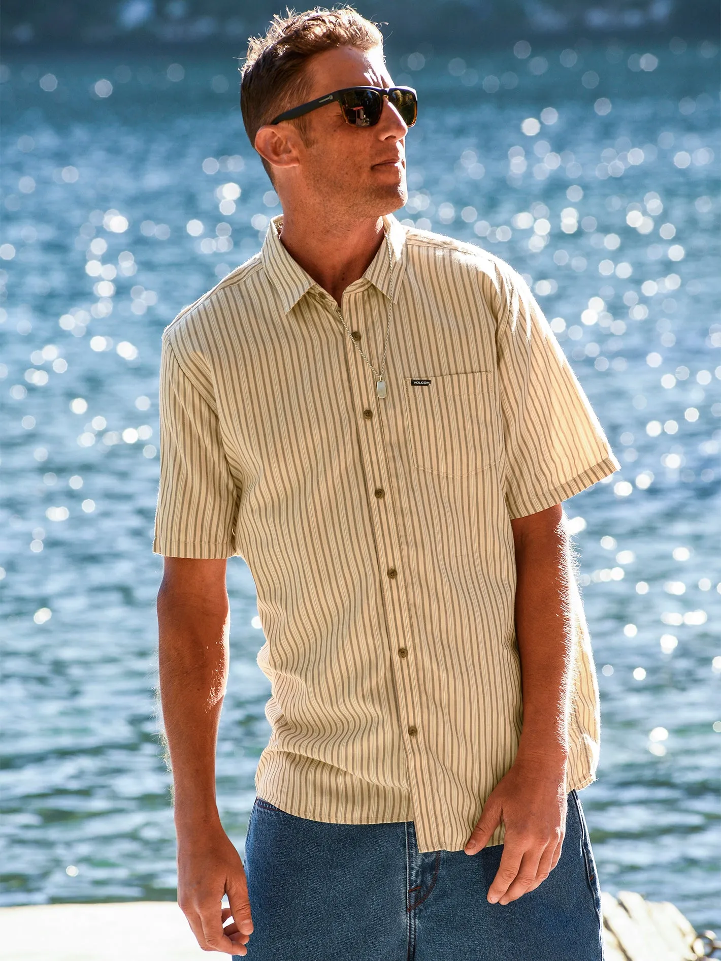 Barstone Woven Short Sleeve Shirt - Grain sold by Volcom