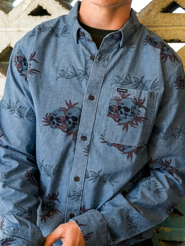 Rise And Stone Long Sleeve Shirt - Chambray sold by Volcom