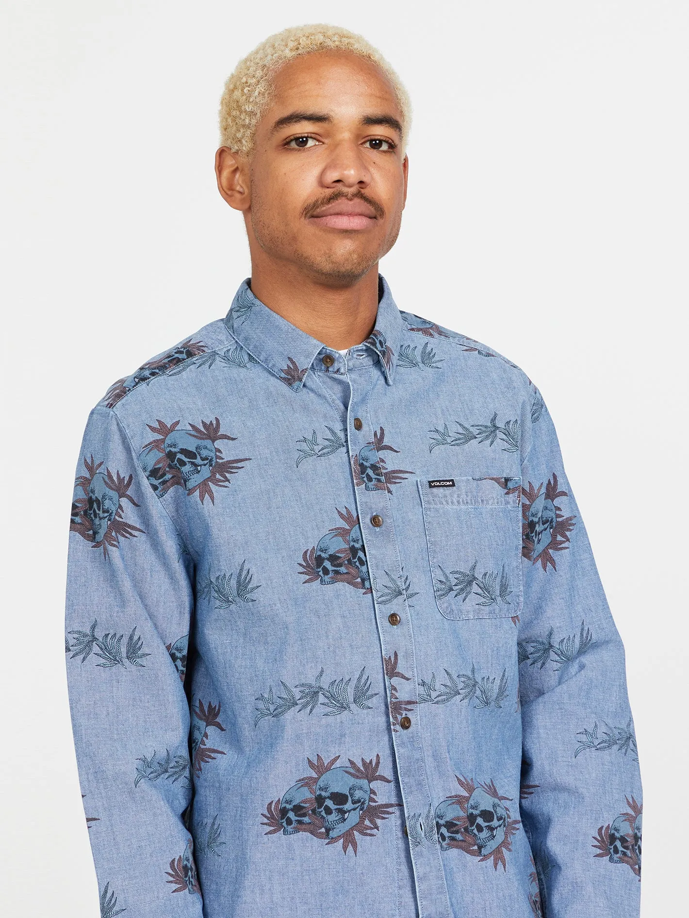 Rise And Stone Long Sleeve Shirt - Chambray sold by Volcom product image thumbnail 2