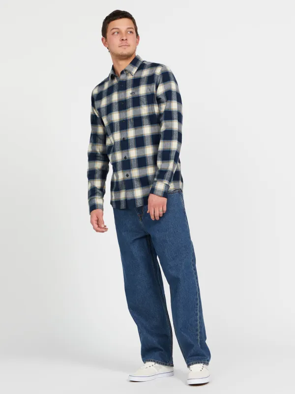 Caden Plaid Long Sleeve Flannel - Navy sold by Volcom