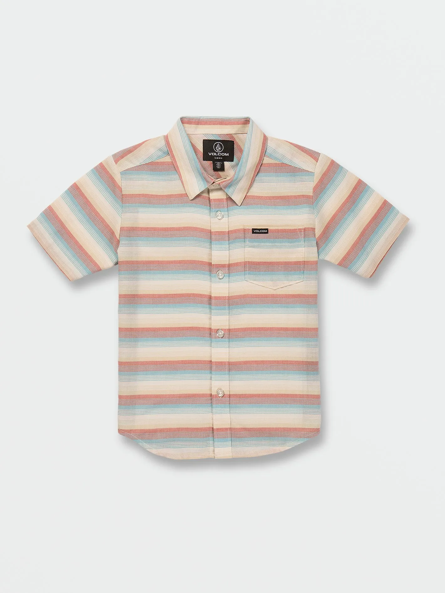 Little Boys Veecee Stripe Short Sleeve Shirt - Whitecap Grey sold by Volcom