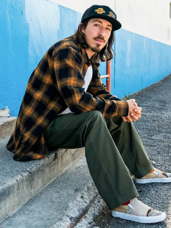 Netastone Long Sleeve Flannel - Rinsed Black sold by Volcom