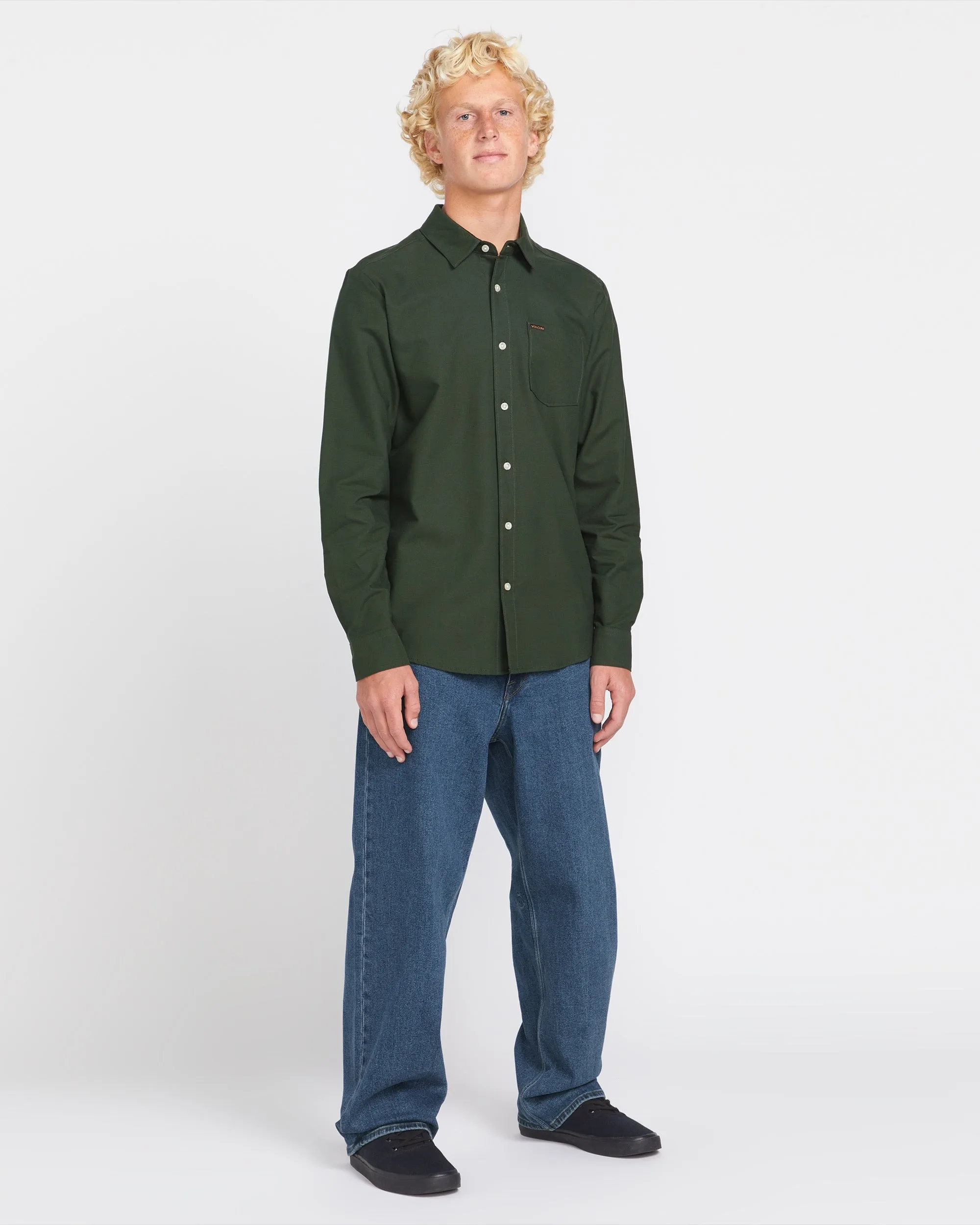 Veeco Oxford Long Sleeve Shirt - Dark Forest sold by Volcom product image thumbnail 3