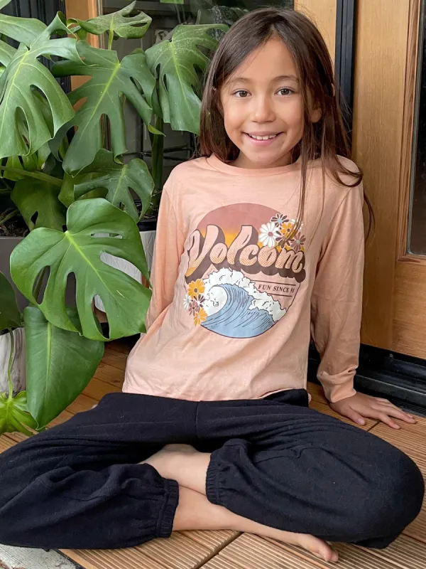 Girls Made From Stoke Long Sleeve Tee - Hazey Pink sold by Volcom