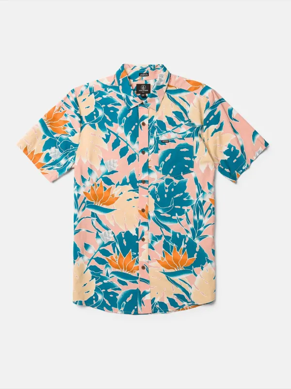 Leaf Pit Floral Short Sleeve Shirt - Salmon sold by Volcom