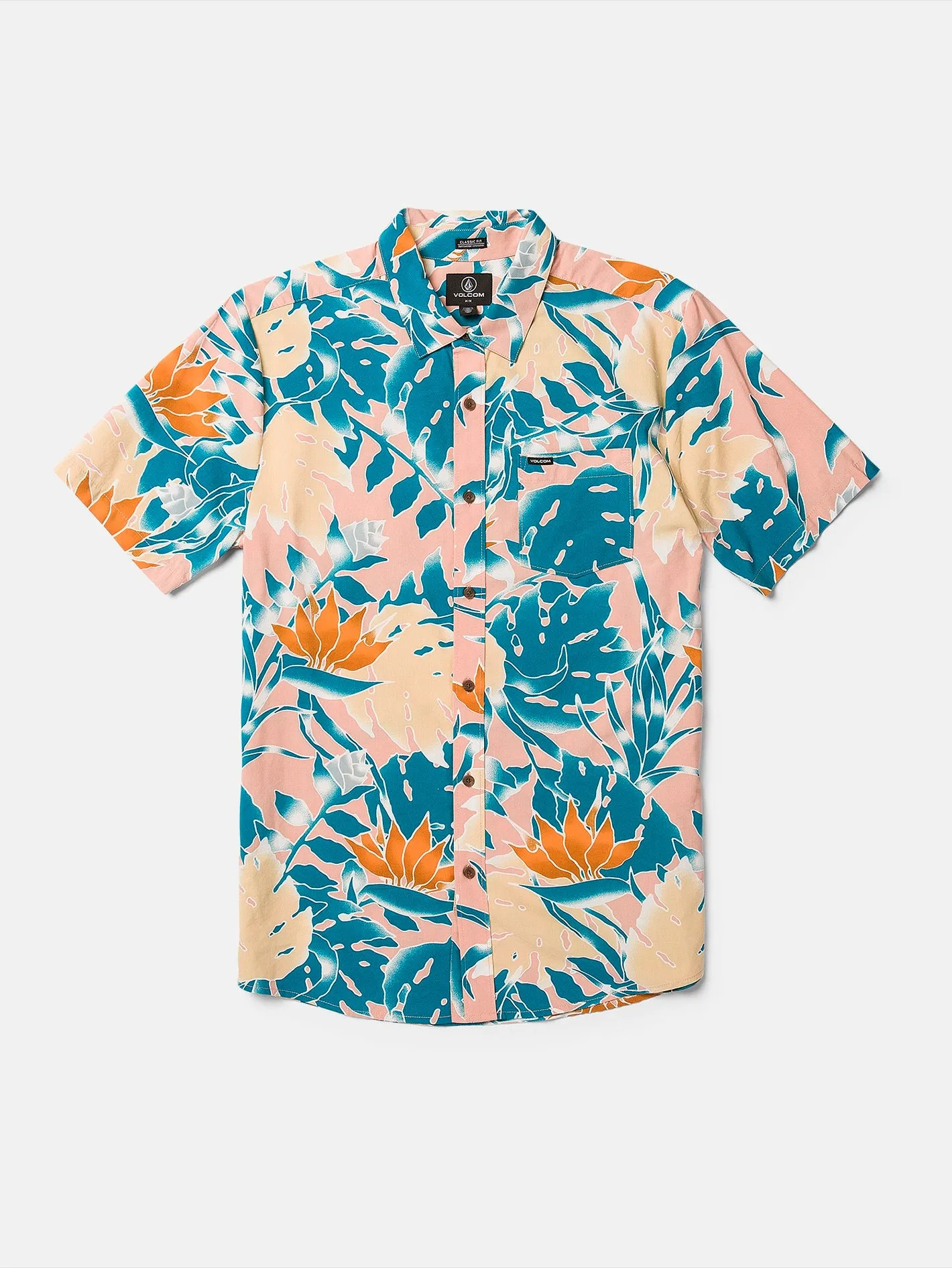 Leaf Pit Floral Short Sleeve Shirt - Salmon sold by Volcom