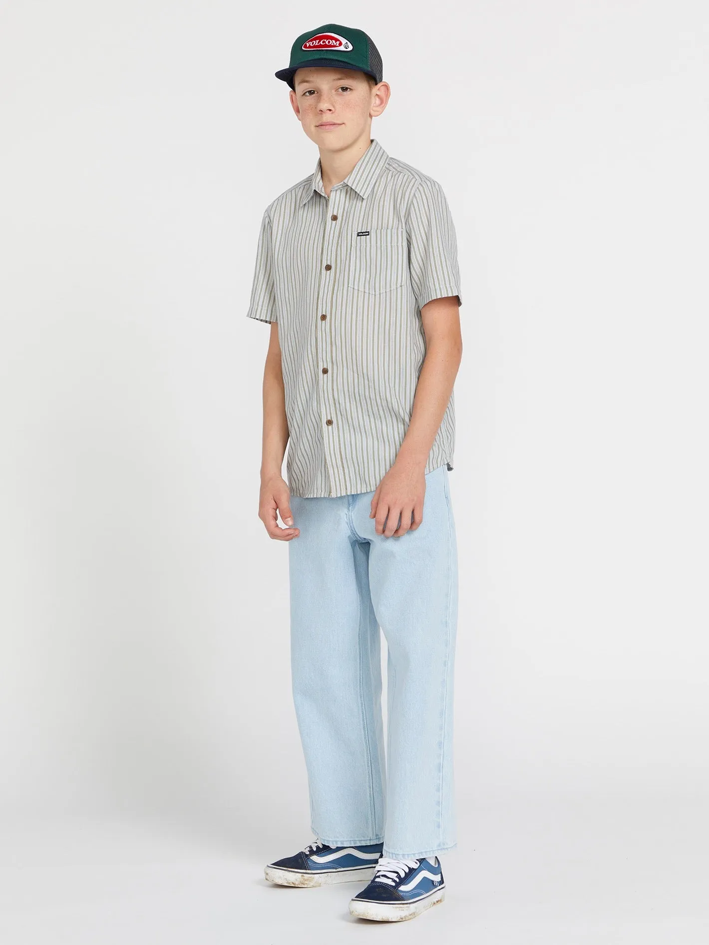 Big Boys Barstone Woven Short Sleeve Shirt - Tower Grey sold by Volcom