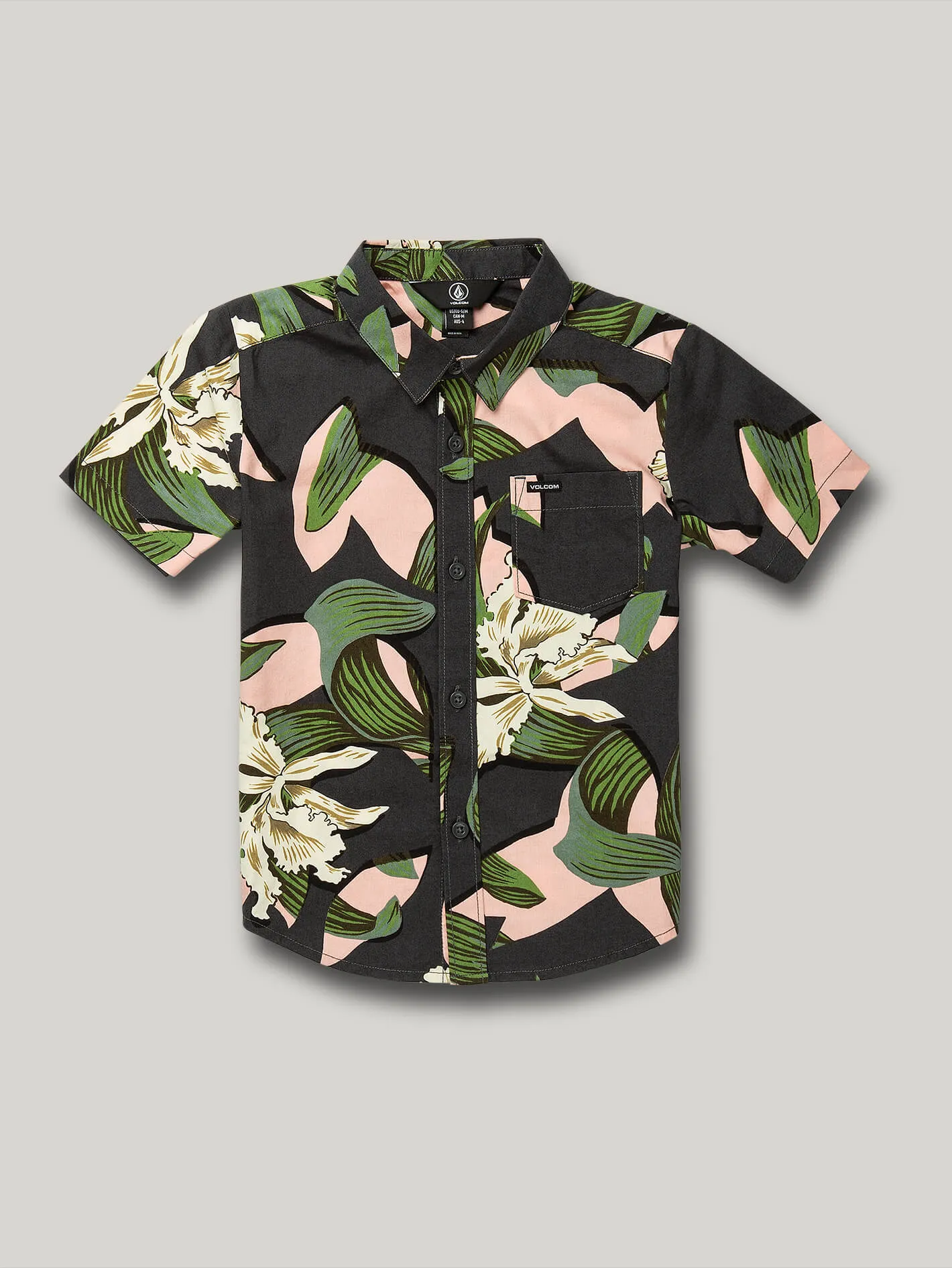 Little Boys Cut Out Floral Short Sleeve Tee - Dark Charcoal sold by Volcom
