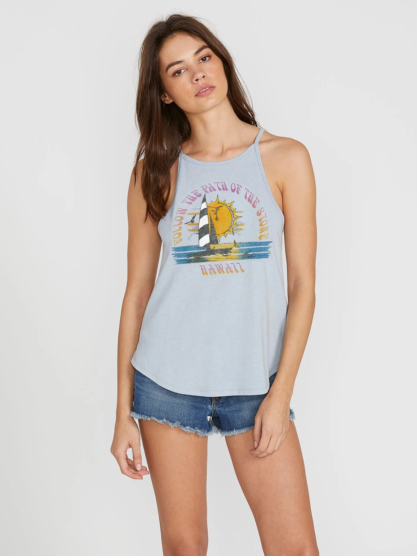 Palm Stone Breezin Tank - Washed Blue sold by Volcom