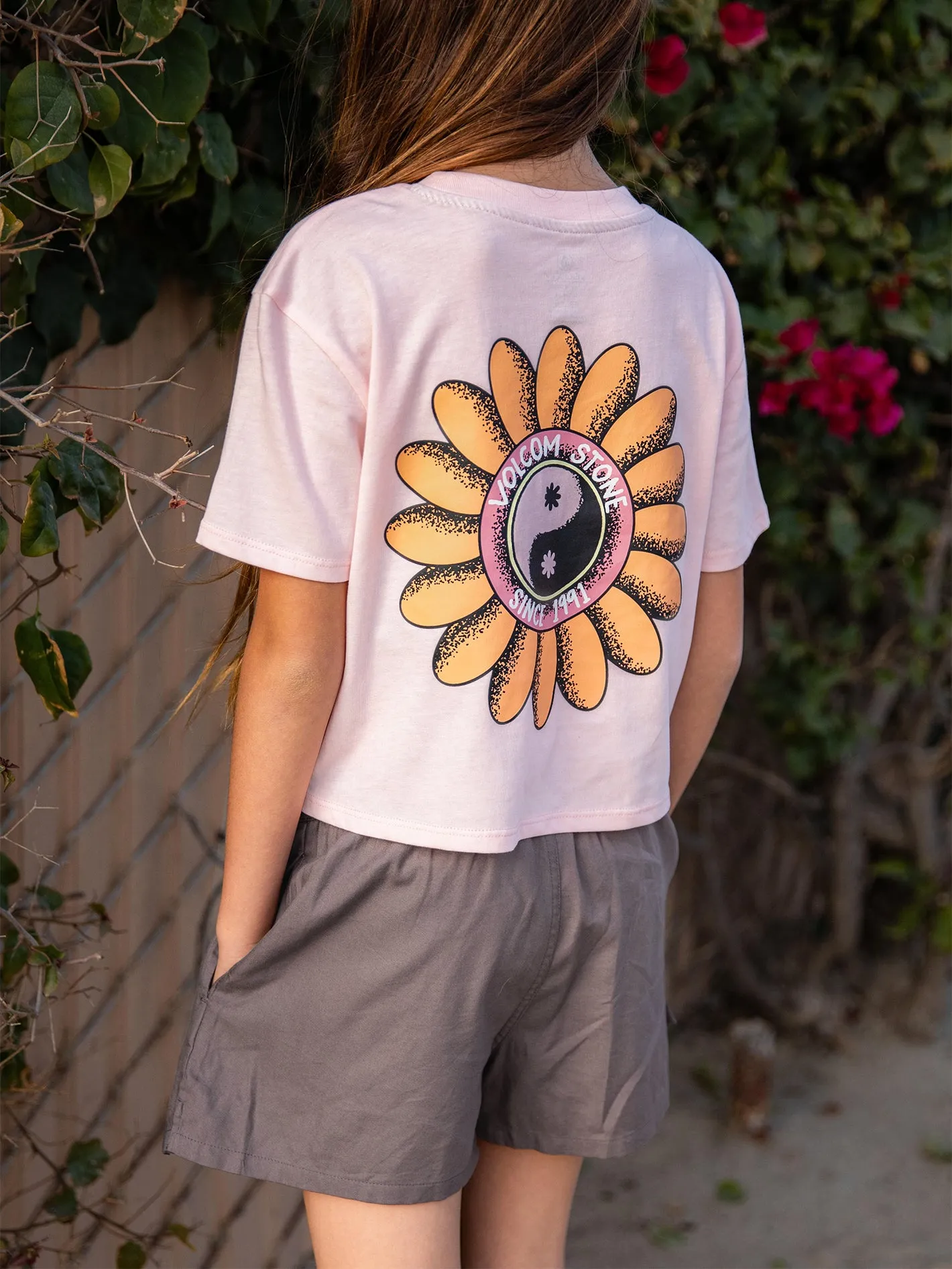 Girls Pocket Dial Tee - Light Peony sold by Volcom