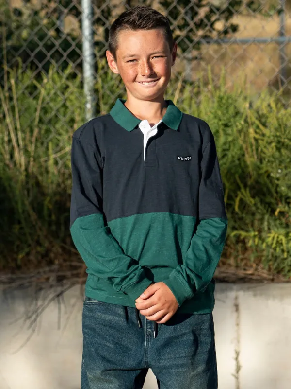 Big Boys Duo Stone Polo Long Sleeve Shirt - Navy sold by Volcom