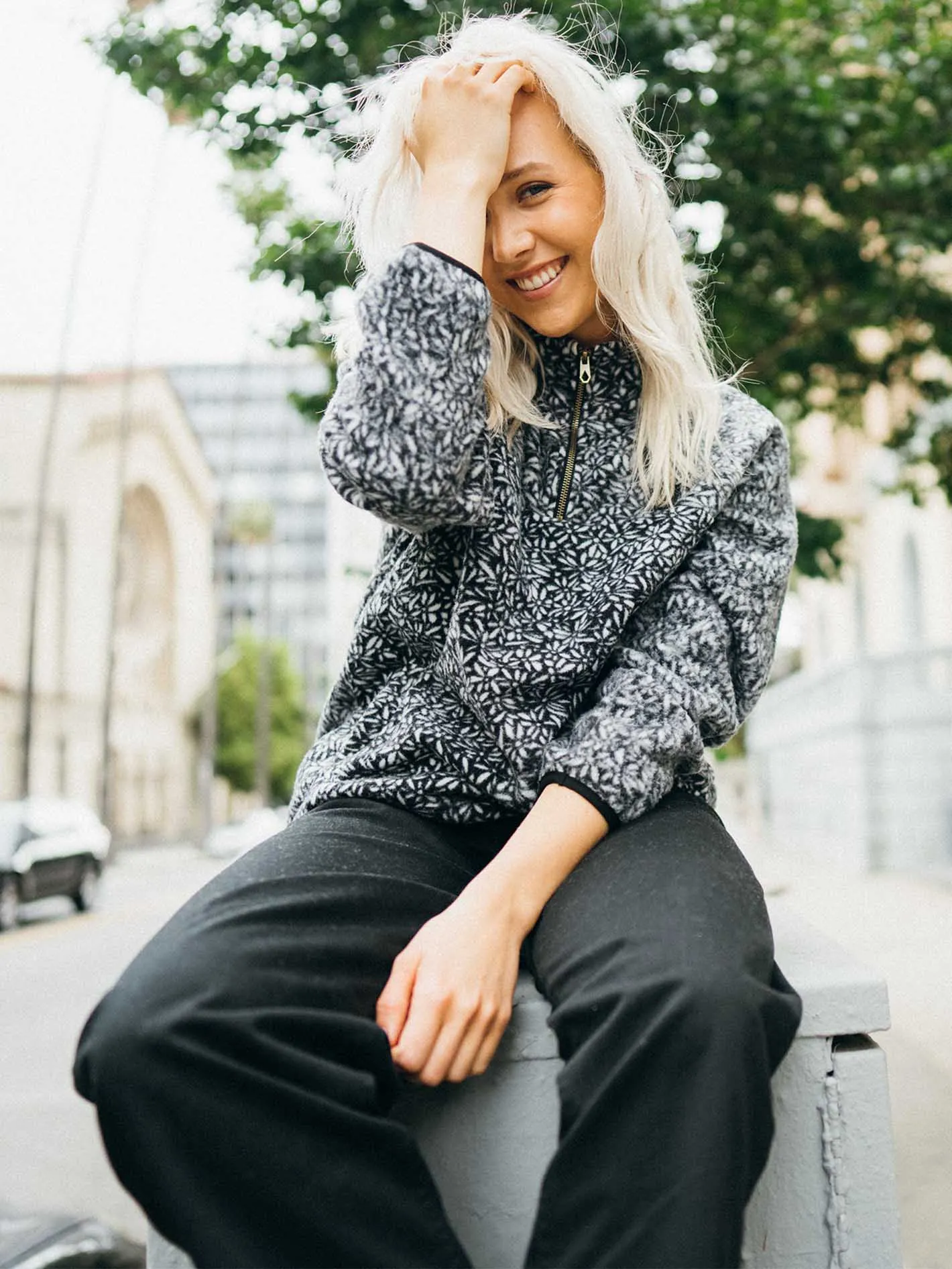 Pheelin It Mock Neck Pullover Sweatshirt - Cloud sold by Volcom