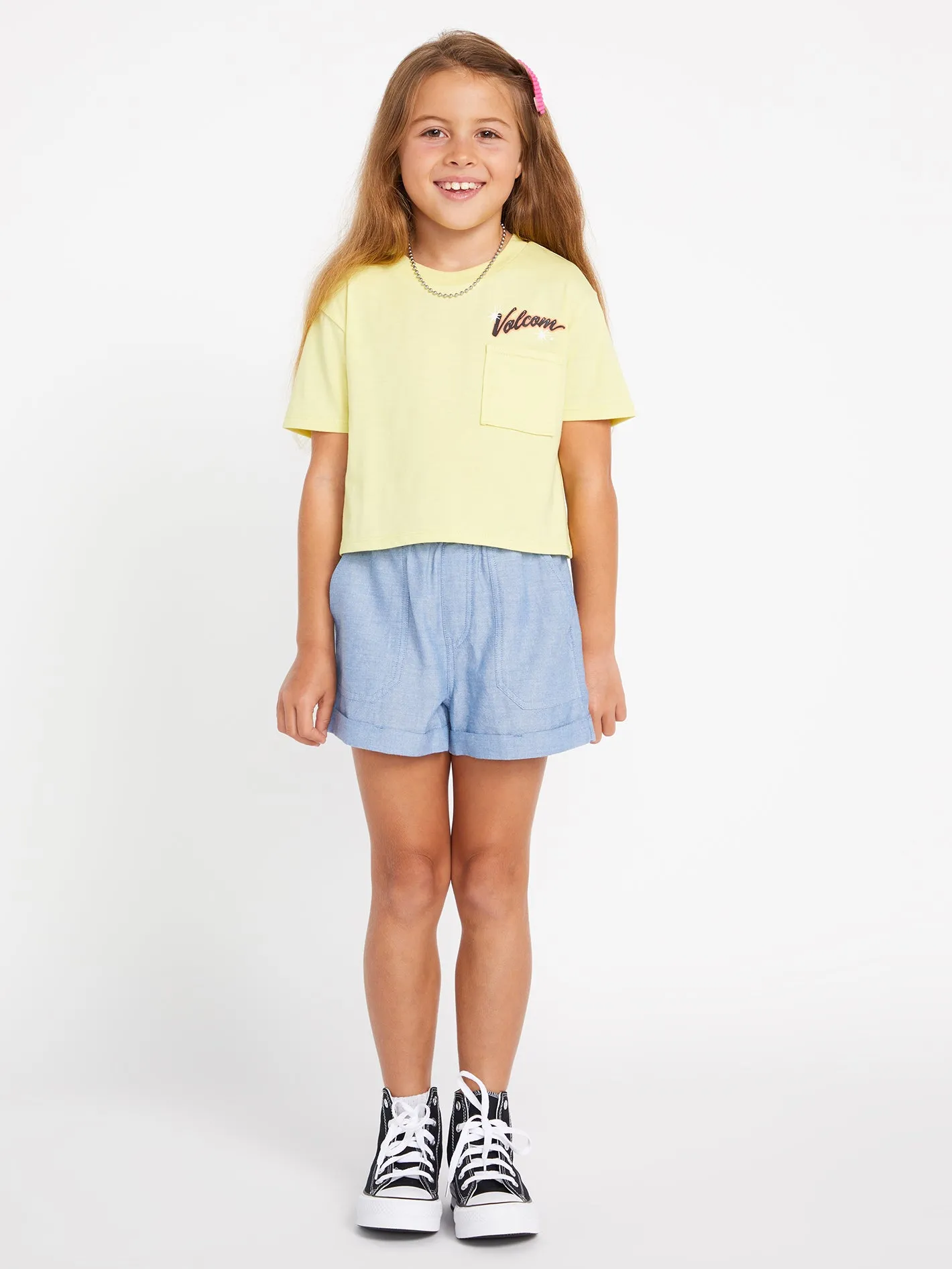 Girls Pocket Dial Short Sleeve Tee - Citron sold by Volcom