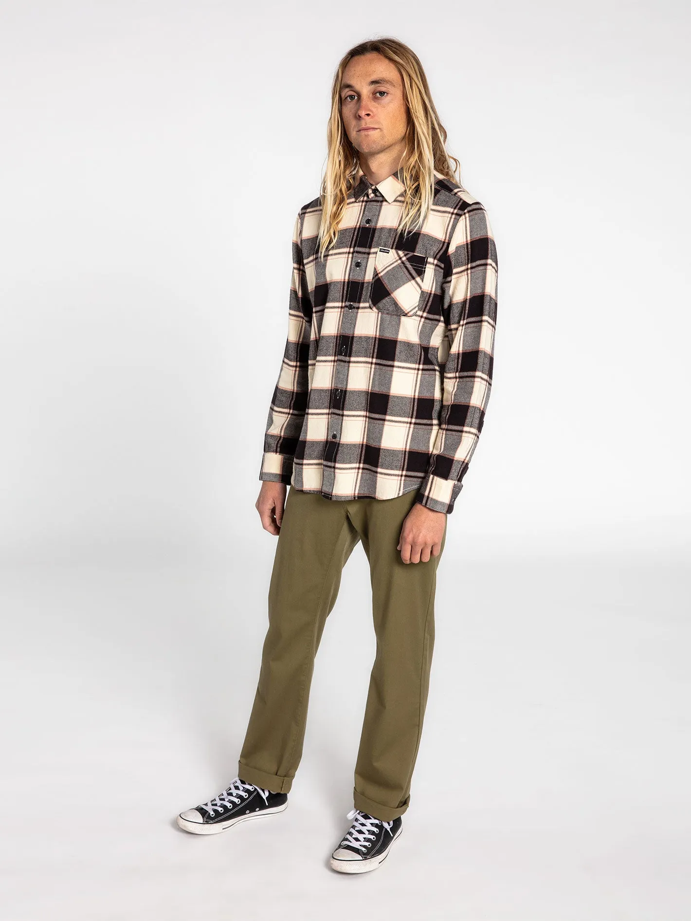 Caden Plaid Long Sleeve Flannel - Bleached Sand sold by Volcom product image thumbnail 5