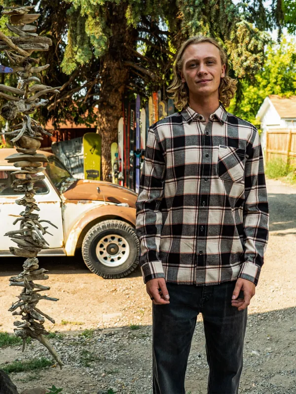 Caden Plaid Long Sleeve Flannel - Bleached Sand sold by Volcom