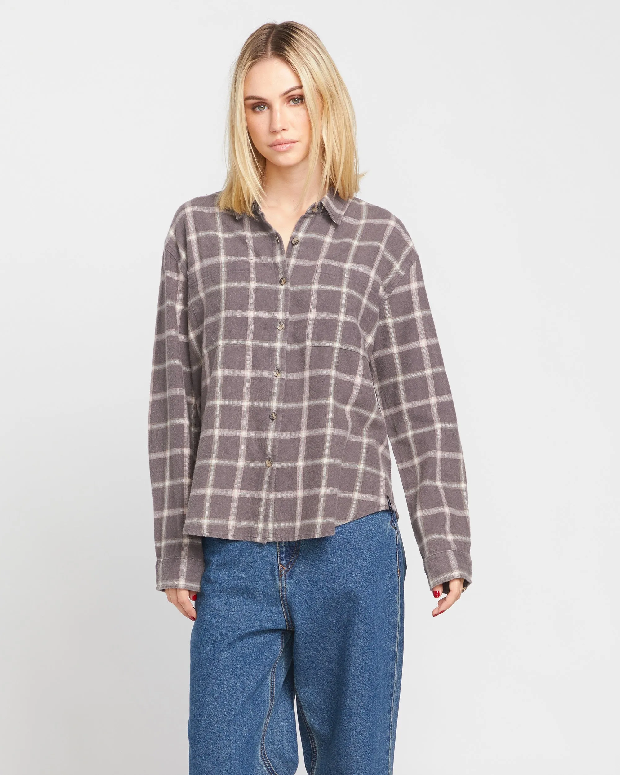 Plaid To Meet U 2 Long Sleeve Shirt - Dark Grey sold by Volcom