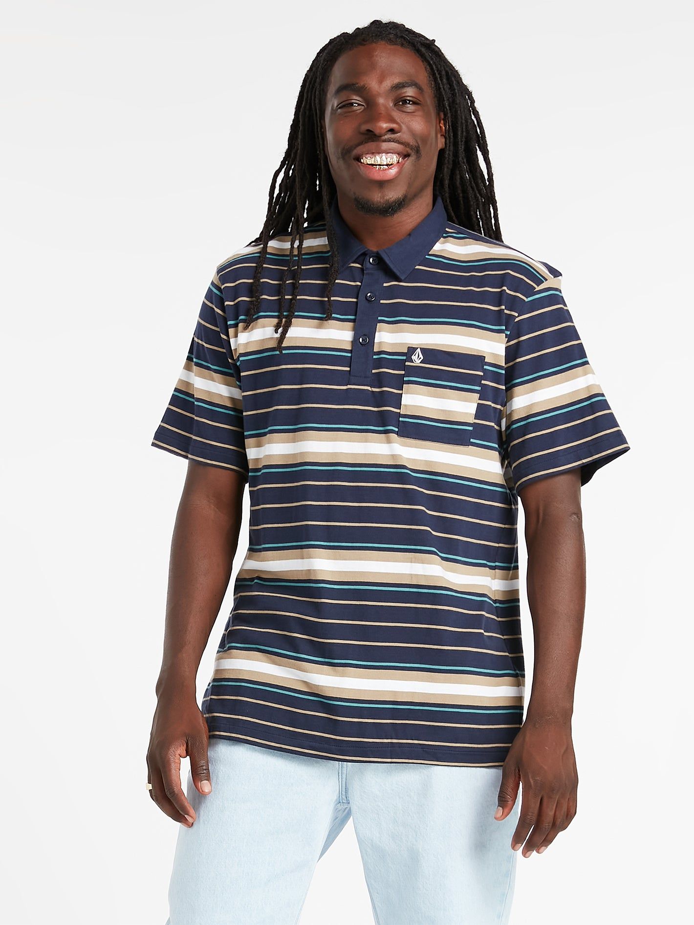 Fliedly Polo Short Sleeve - Navy sold by Volcom