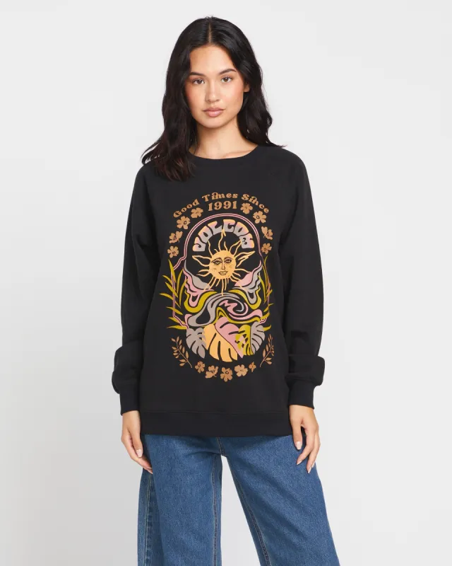 Stone Magic Boyfriend Crew Sweatshirt - Black sold by Volcom