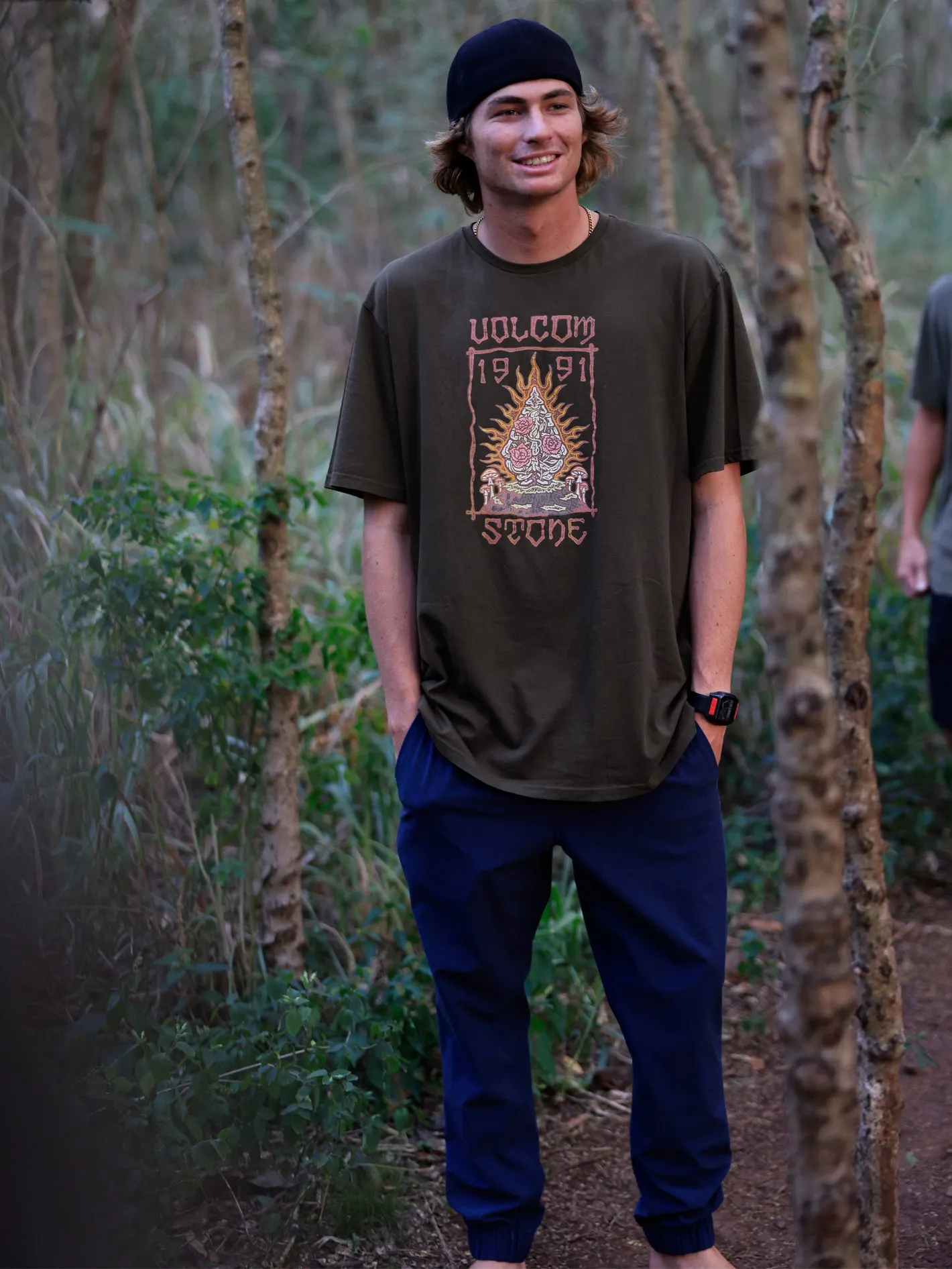 Farm to Yarn Caged Stone Short Sleeve Tee - Rinsed Black sold by Volcom