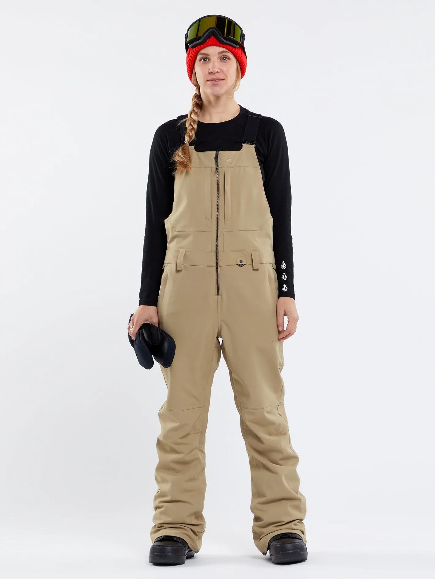 Womens Swift Bib Overalls - Dark Khaki sold by Volcom