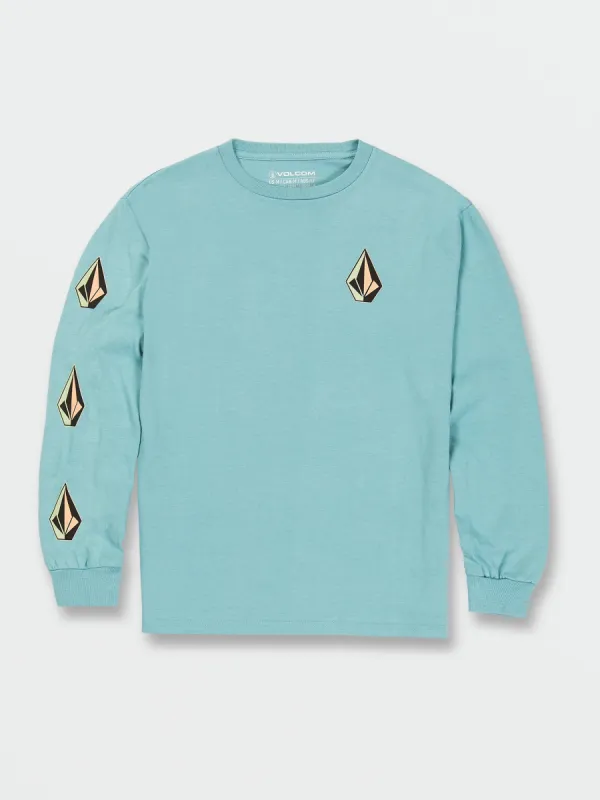 Little Boys Iconic Stone Long Sleeve Tee - Cali Blue Heather sold by Volcom