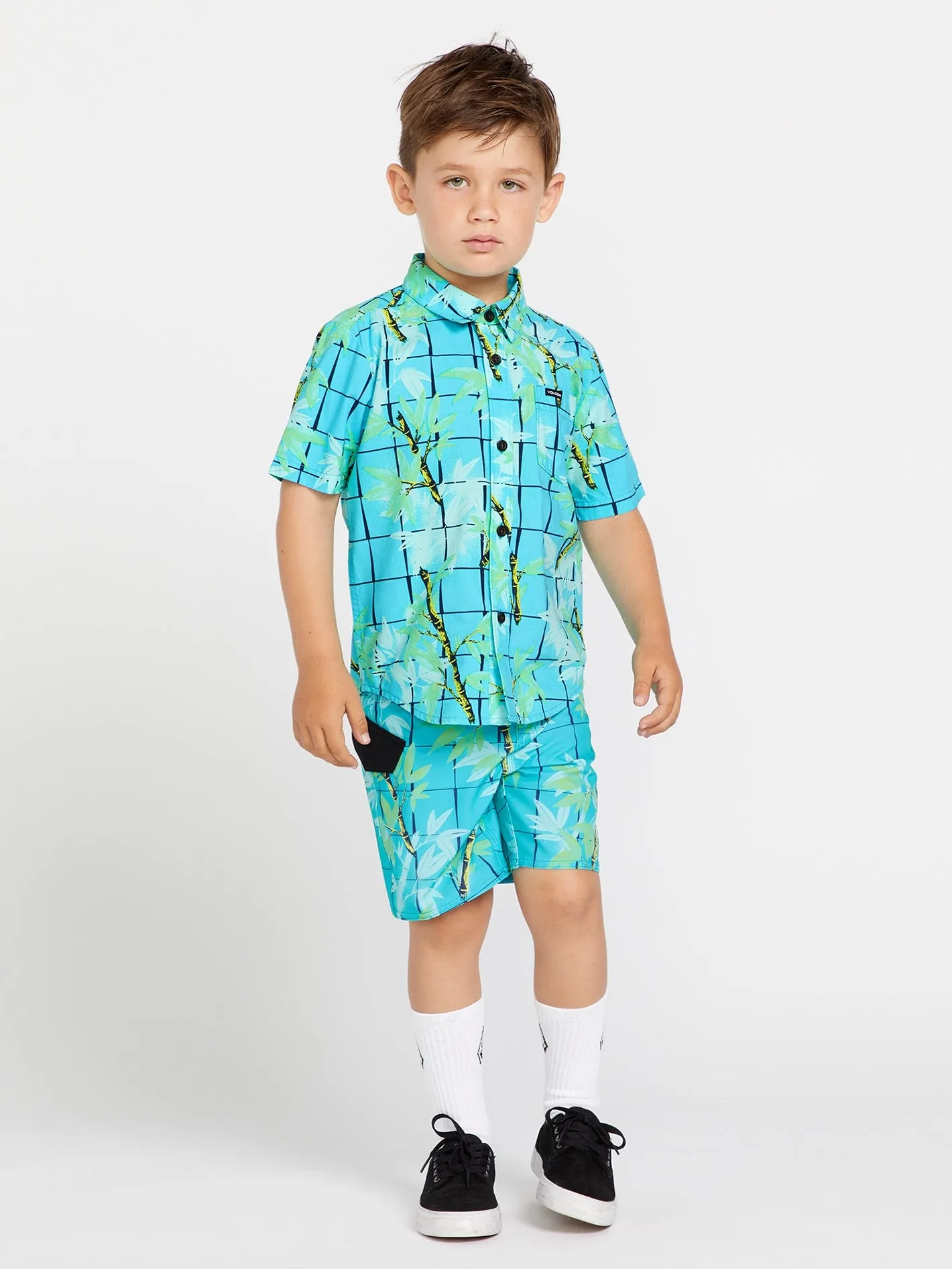 Little Boys Bamboozeled Floral Short Sleeve Shirt - Clearwater sold by Volcom product image thumbnail 3