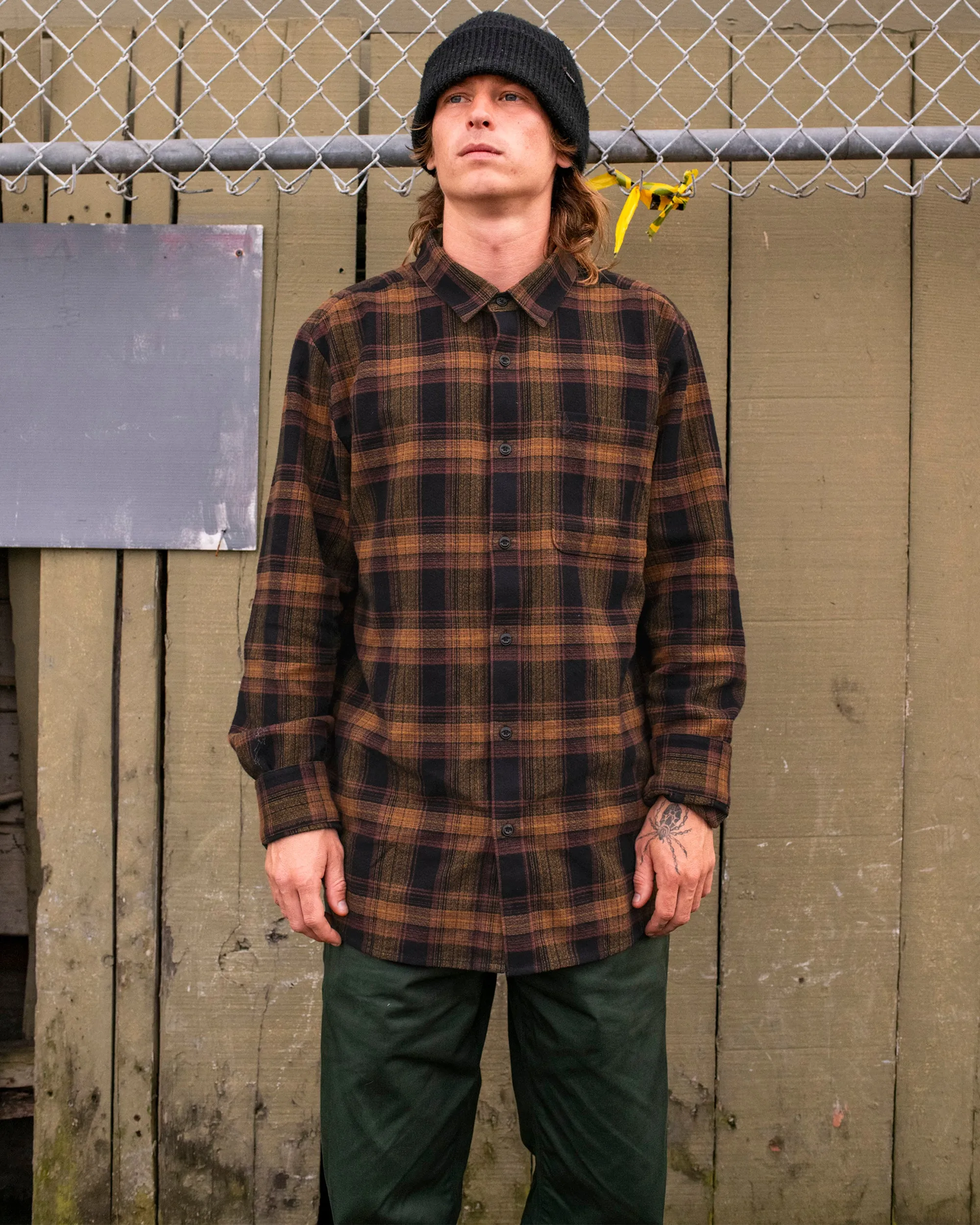 Baystone Flannel Long Sleeve Shirt - Black sold by Volcom