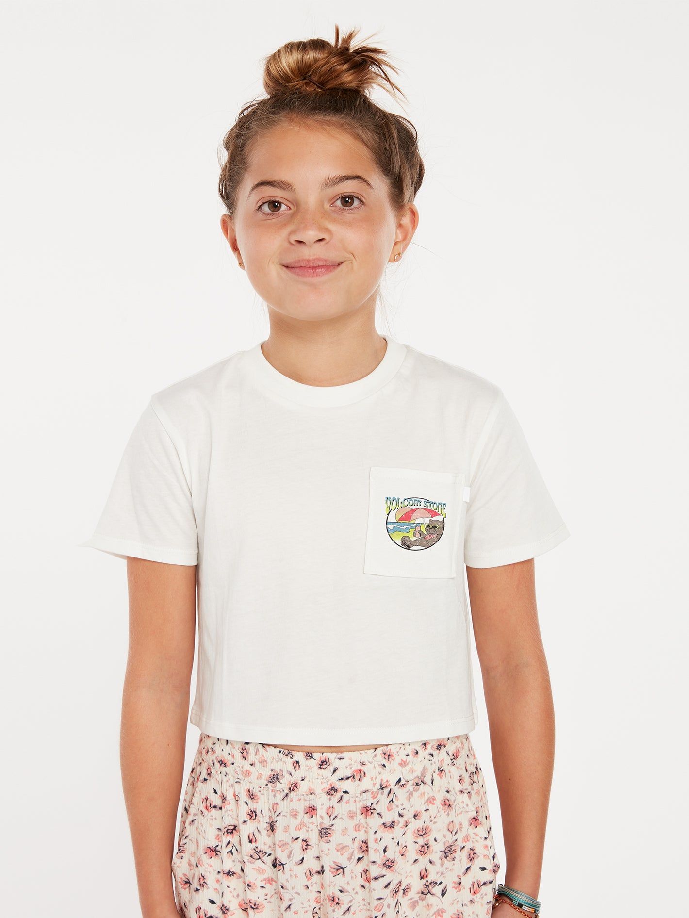 Girls Pocket Dial Tee - Star White sold by Volcom