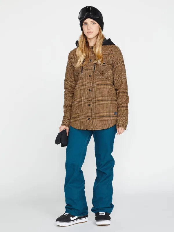Womens Hooded Flannel Jacket - Caramel (2022) sold by Volcom
