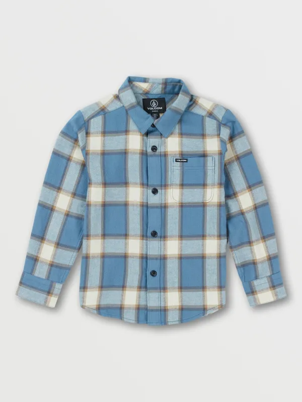 Little Boys Caden Plaid Long Sleeve Flannel - Slate Blue sold by Volcom