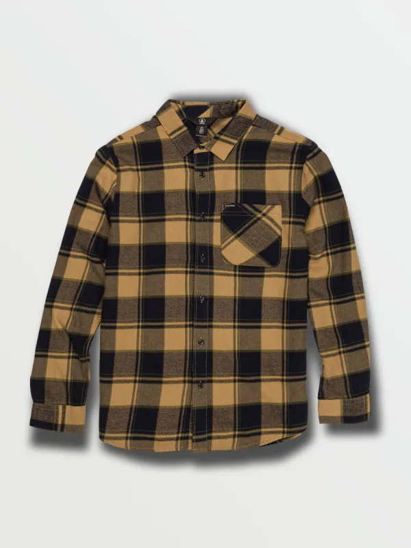 Little Boys Caden Long Sleeve Flannel - Dark Khaki sold by Volcom