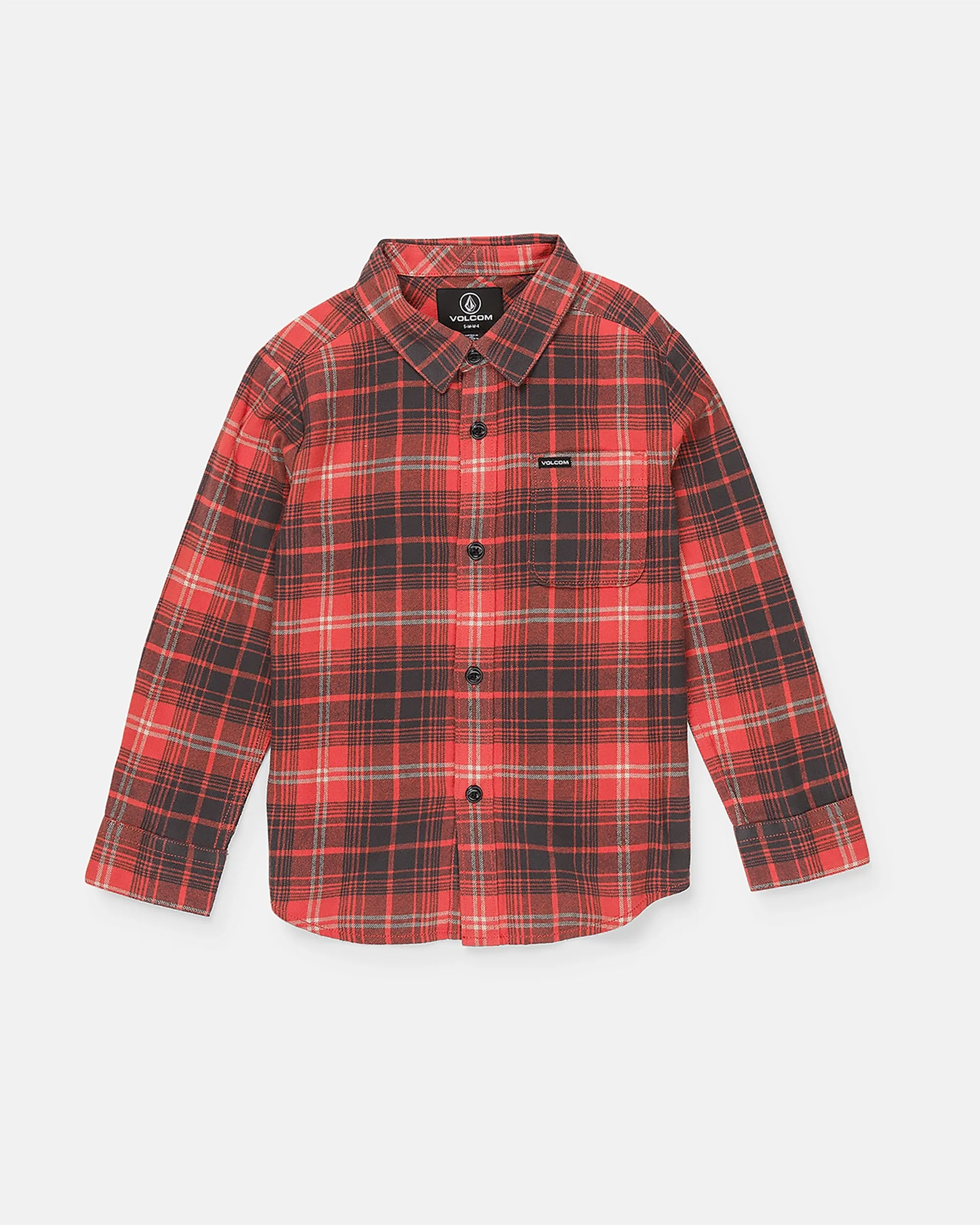 Little Boys Caden Plaid Long Sleeve Shirt - Red sold by Volcom