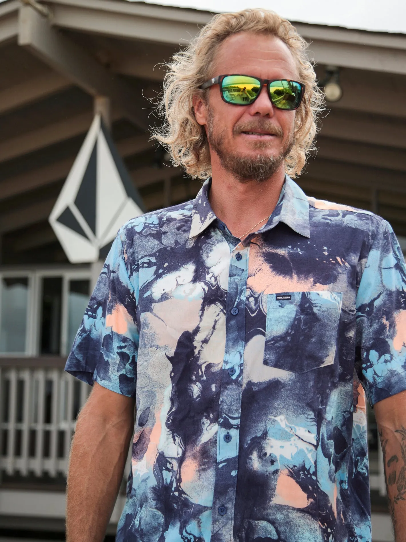 Skulli Print Short Sleeve Shirt - Navy sold by Volcom product image thumbnail 3