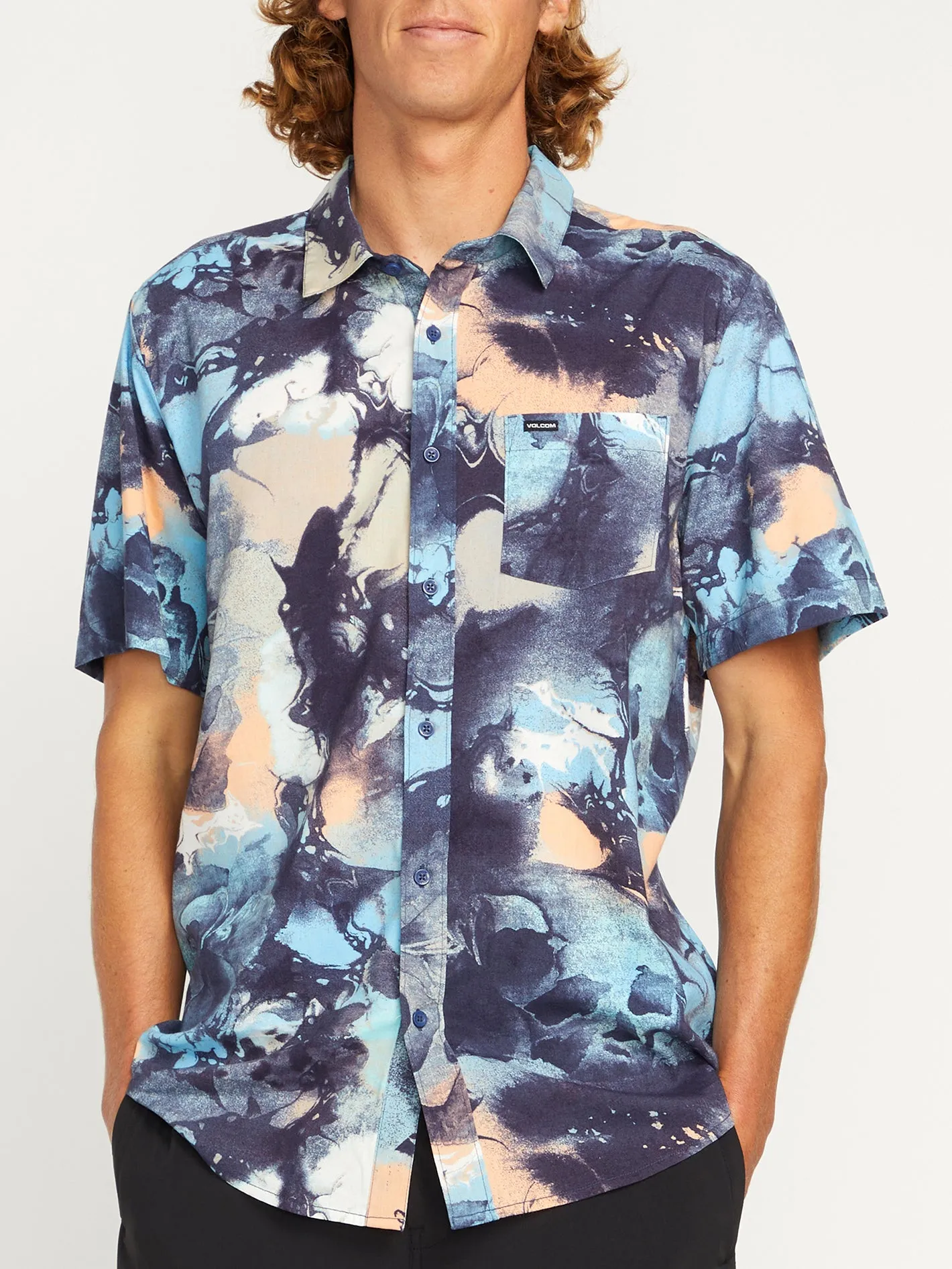 Skulli Print Short Sleeve Shirt - Navy sold by Volcom