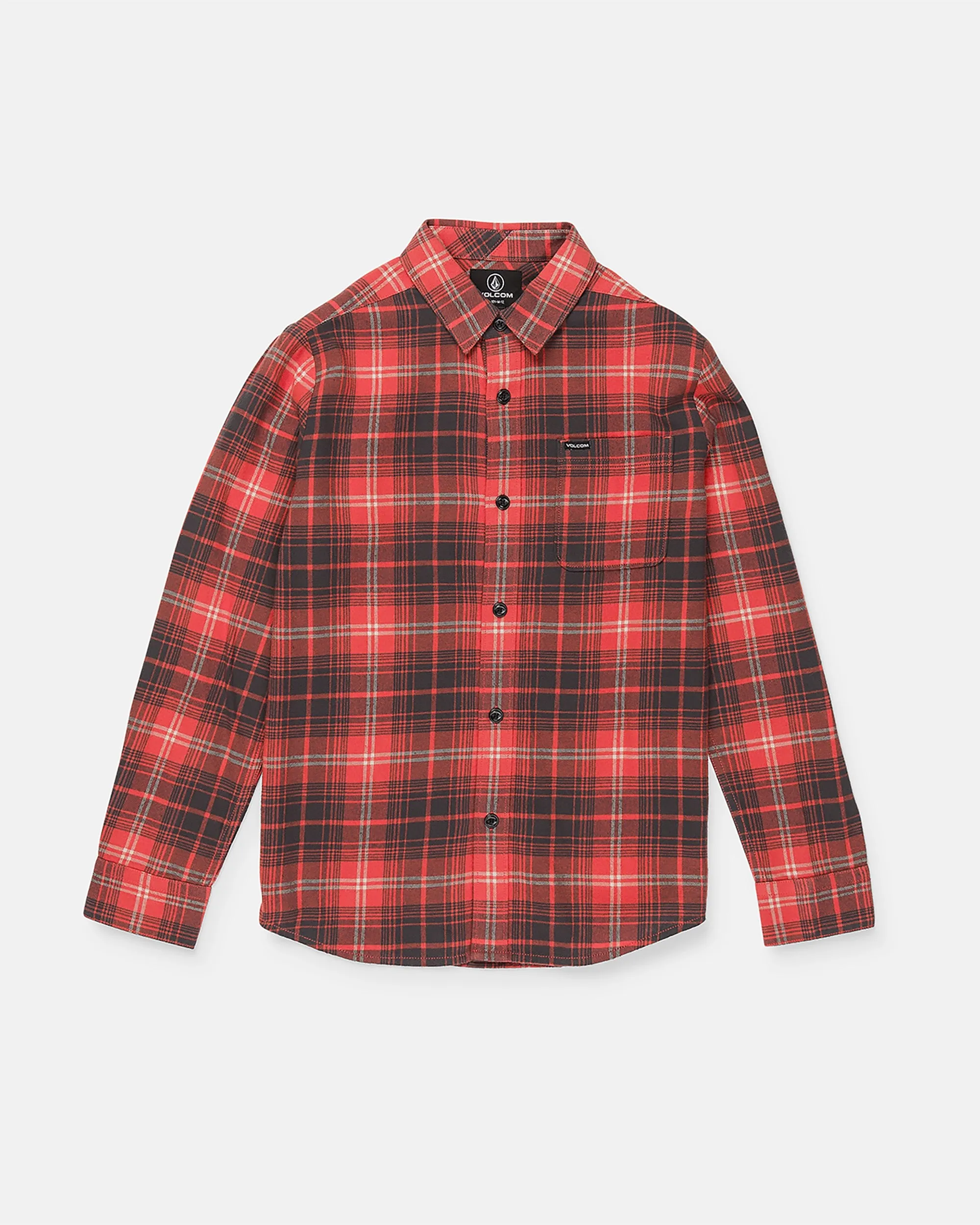 Big Boys Caden Plaid Long Sleeve Shirt - Red sold by Volcom