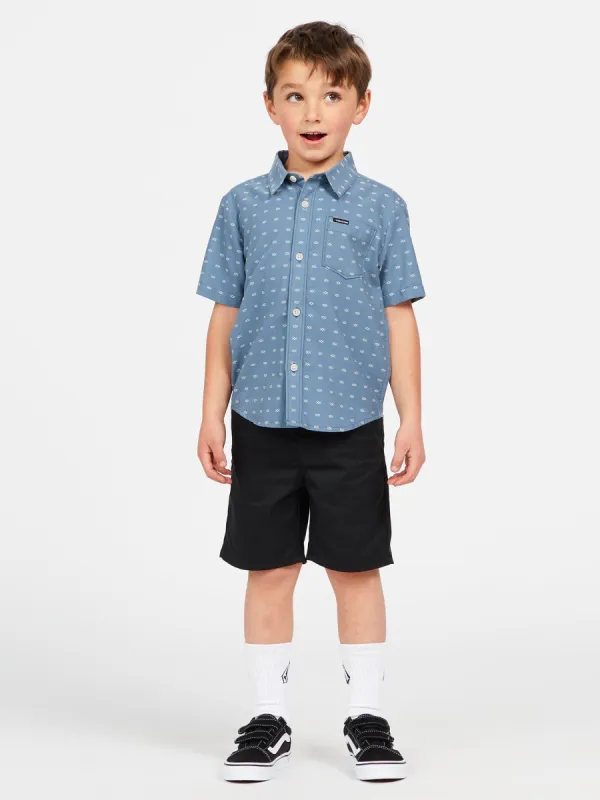Little Boys Stone Mags Short Sleeve Shirt - Slate Blue sold by Volcom