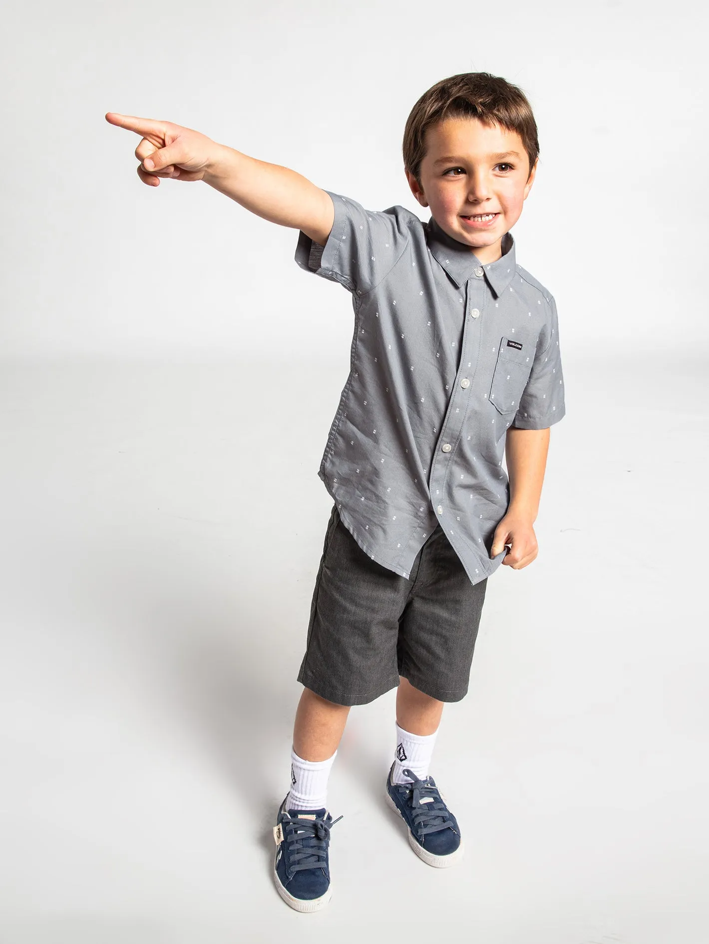Little Boys Eanes Short Sleeve Button Up Shirt - Ashley Blue sold by Volcom product image thumbnail 2
