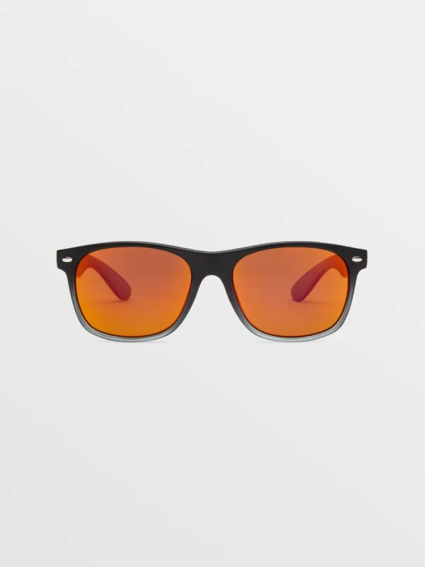 Fourty6 Sunglasses - Matte Black Clear Fade/Gray Red Mirror sold by Volcom