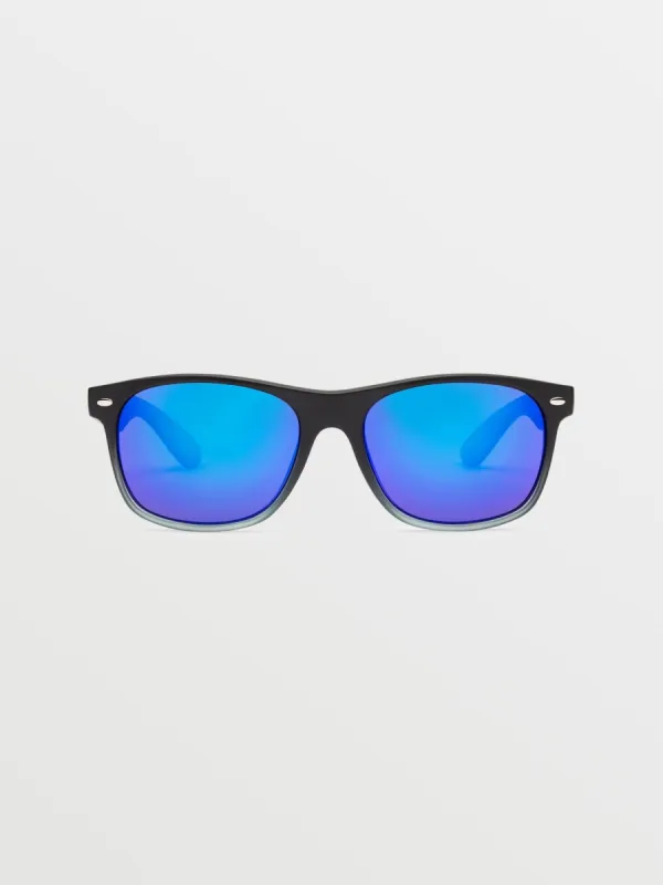 Fourty6 Sunglasses - Matte Black Clear Fade/Gray Blue Mirror sold by Volcom